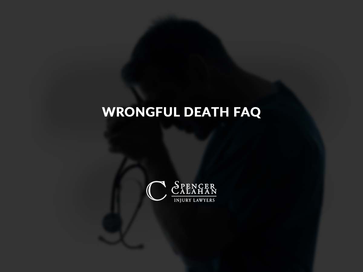 Person holding stethoscope. Text overlay: Wrongful Death FAQ